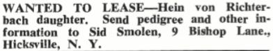 Hein vom Richterbach (1959 historical Request to lease a Hein Daughter)