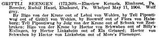 Gritli von Seengen's AKC register and pedigree entry