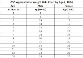 German Shepherd Age Weight Chart