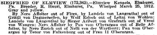 Siegfried of Elmview&#x27;s registry pedigree