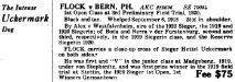 Flock von Bern&#x27;s 1920&#x27;s Bulletin Kennel ad from Rexden Belcarza