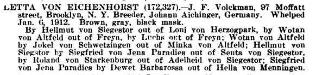 Letta von Eichenhorst's AKC registry entry and pedigree